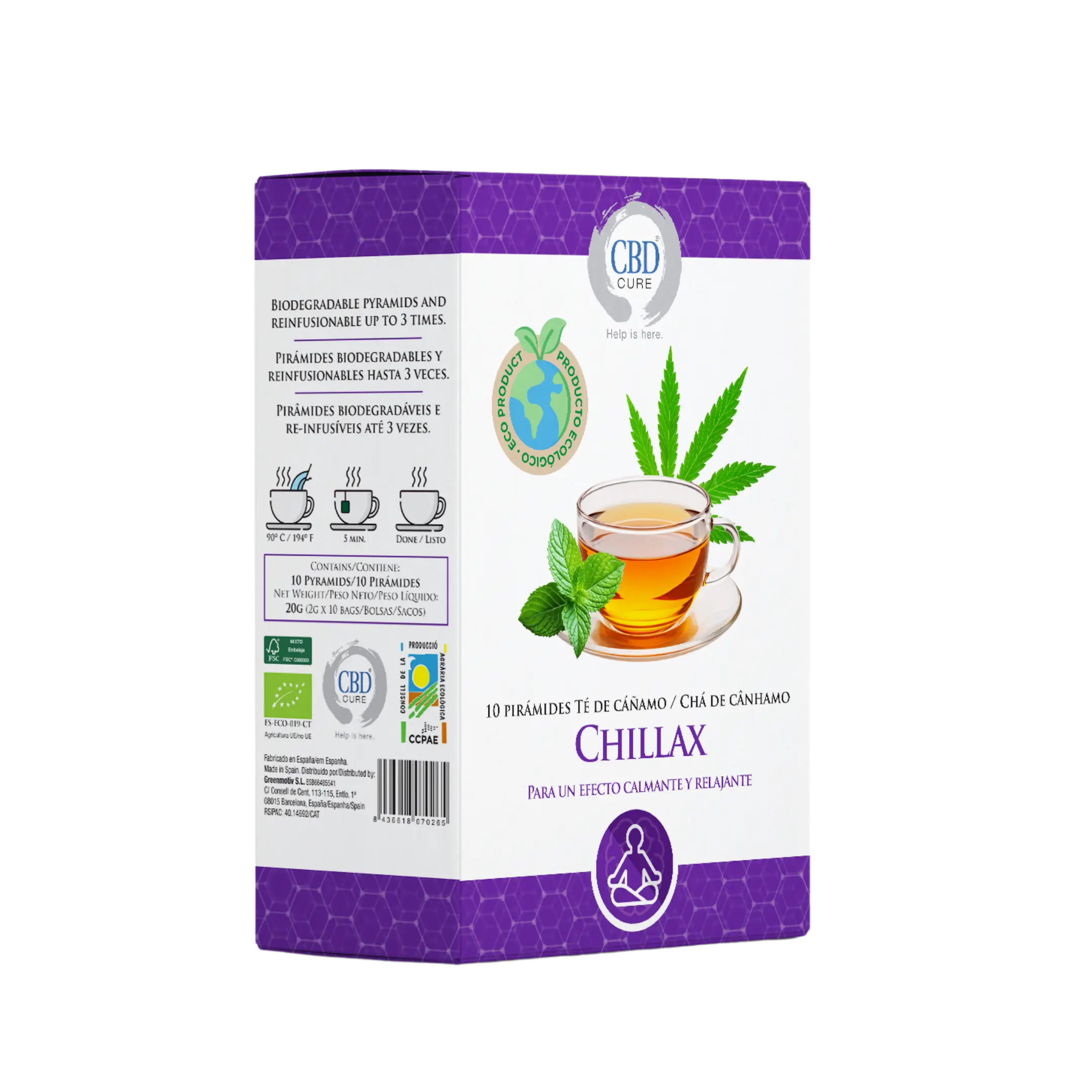 infusión ecológica cáñamo relajante Chillax CBD Cure