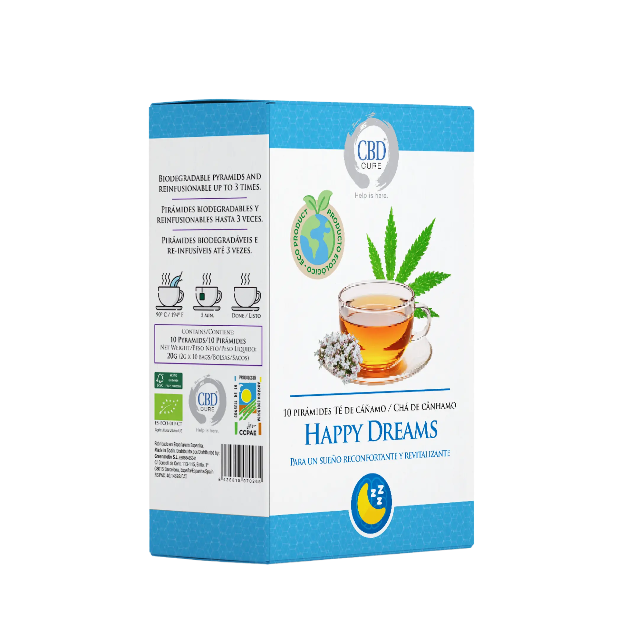 infusión ecológica cáñamo para dormir Happy Dreams CBD Cure